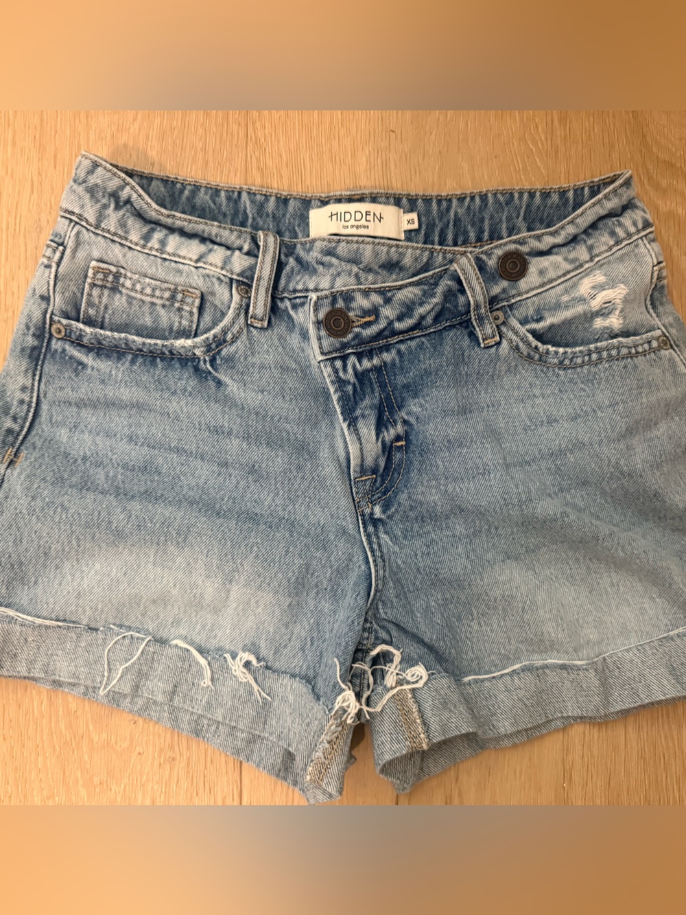 Hidden Distressed Denim Shorts